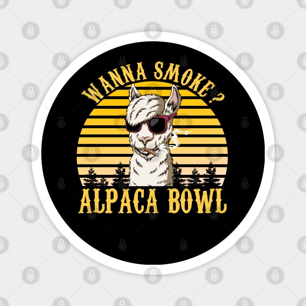 Wanna Smoke Alpaca Bowl Magnet by Magic Arts